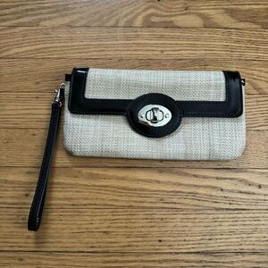 Ann Taylor Black and Tan Wristlet Clutch